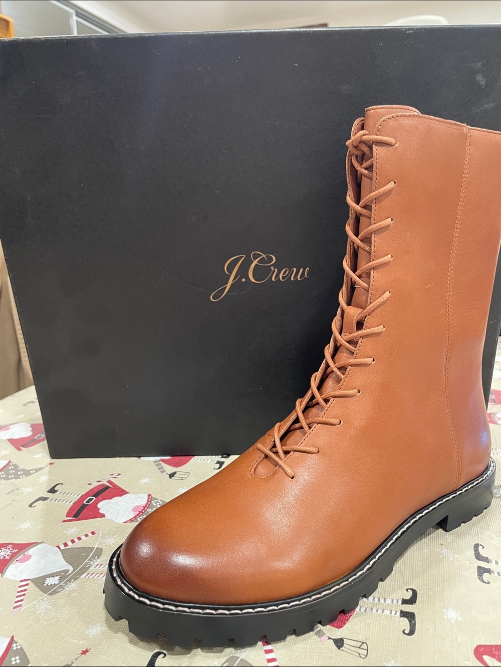 J. Crew Men’s Tall Lace-Up Leather Boot in Cognac Brown
